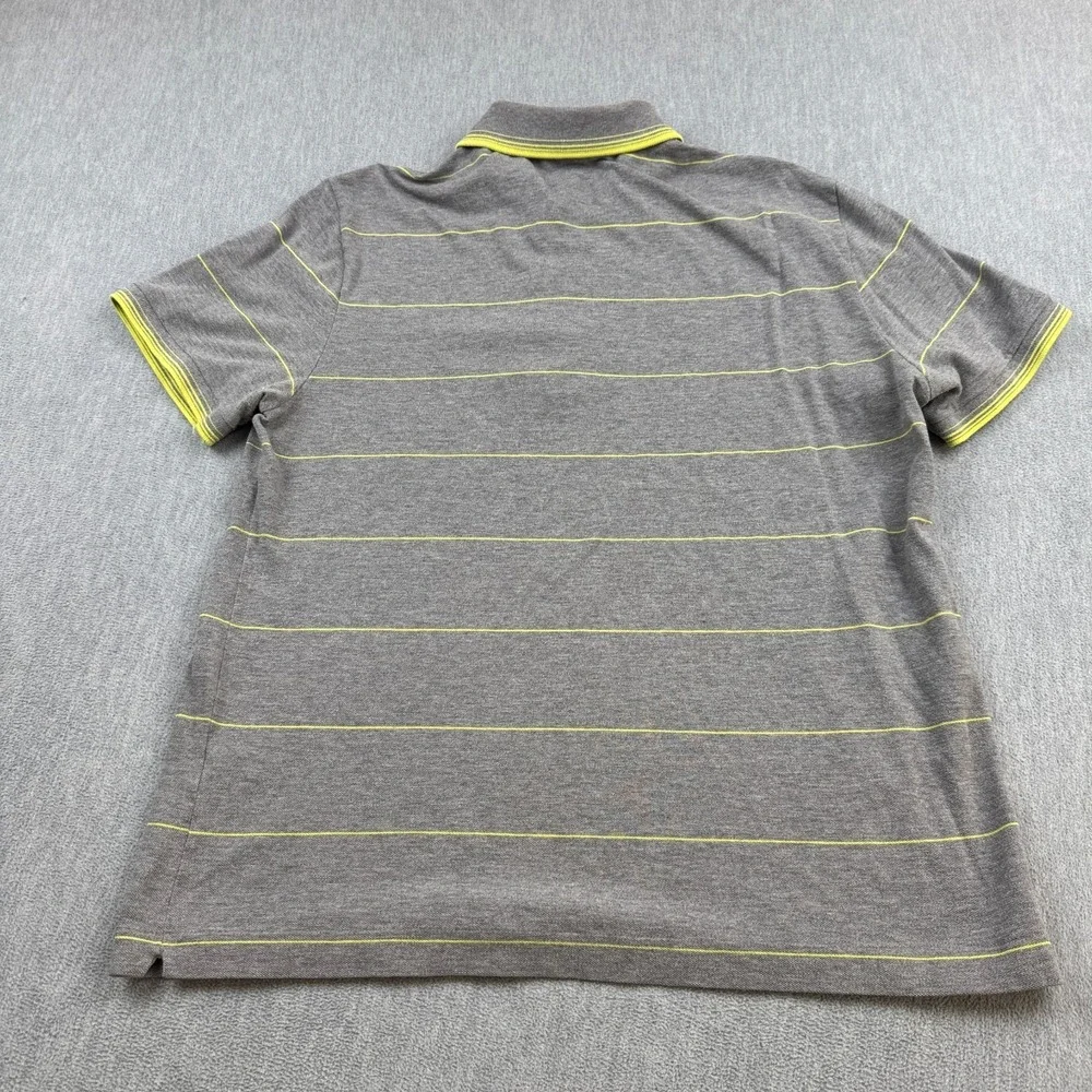 Lacoste Sport Shirt‎ Men 6 XL Gray Striped Polo Short Sleeve Golf Performance